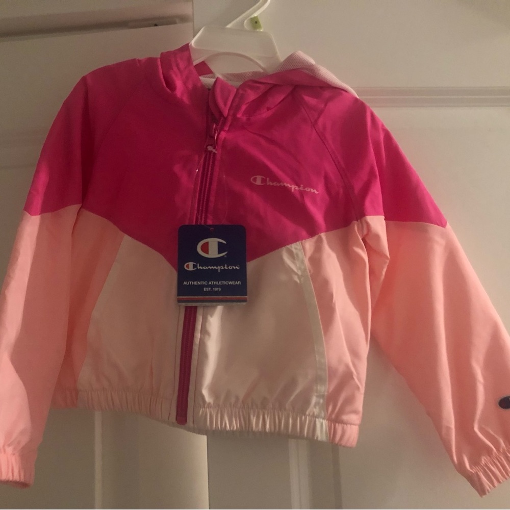Champion pink hooded wind breaker size 4